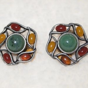 VINTAGE MULTI COLOR GRIPOIX EARRINGS